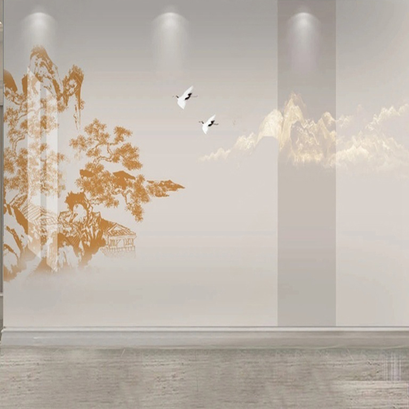 Interior Design With Wallpaper - 우아한 중국어 손으로 그린 ​​소나무 &