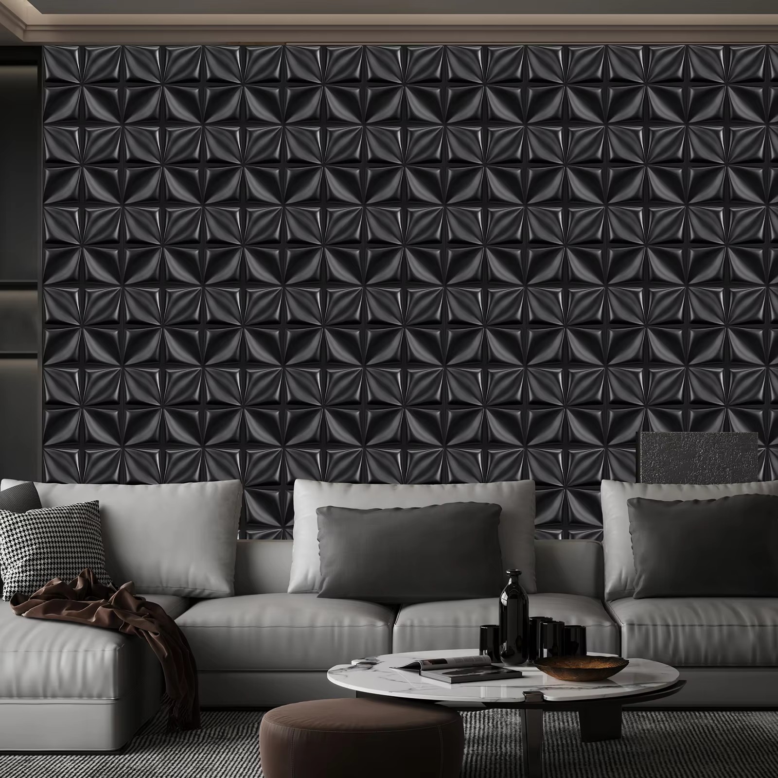 Interior Design With Wallpaper - 3D 벽 패널 PVC 꽃무늬 디자인