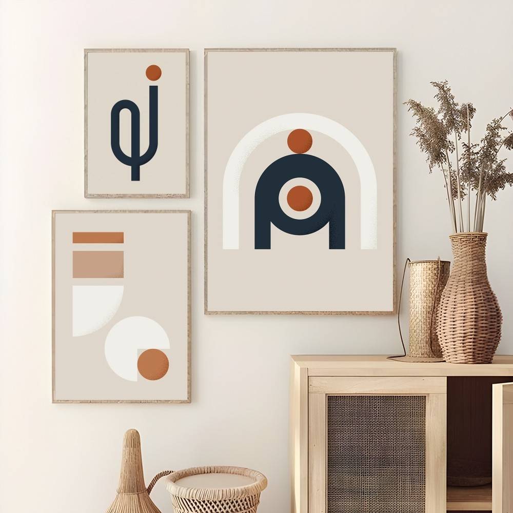 Interior Design With Wallpaper - 따뜻한 라인 컬러 디자인 포스터 스티커