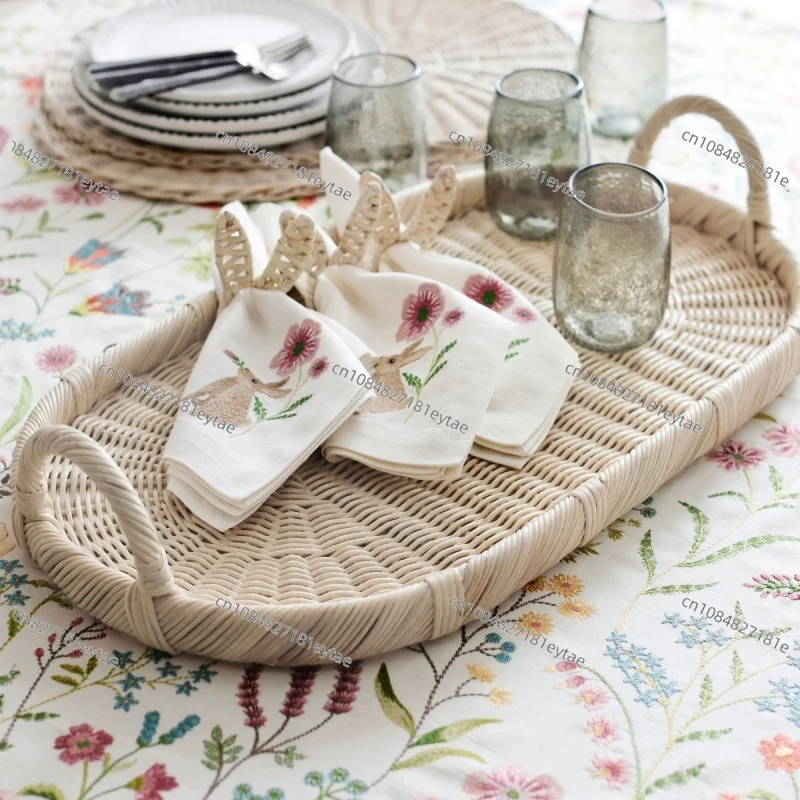Rattan Tray Handle - 라탄 장식 트레이, 손으로 엮은 손잡이