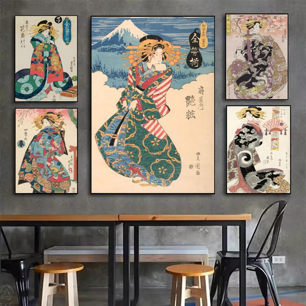 레트로 일본 게이샤 포스터 미니멀리스트 스타일의 간편하 - Interior Design With Wallpaper 리뷰 및 가격