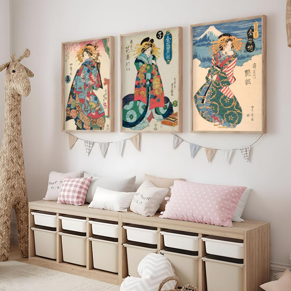 레트로 일본 게이샤 포스터 미니멀리스트 스타일의 간편하 - Interior Design With Wallpaper 리뷰 및 가격