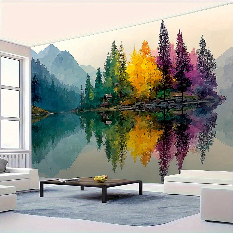 다채로운 숲 호수 벽화 2D HD 인쇄 추상 풍경 예술 - Interior Design With Wallpaper 리뷰 및 가격