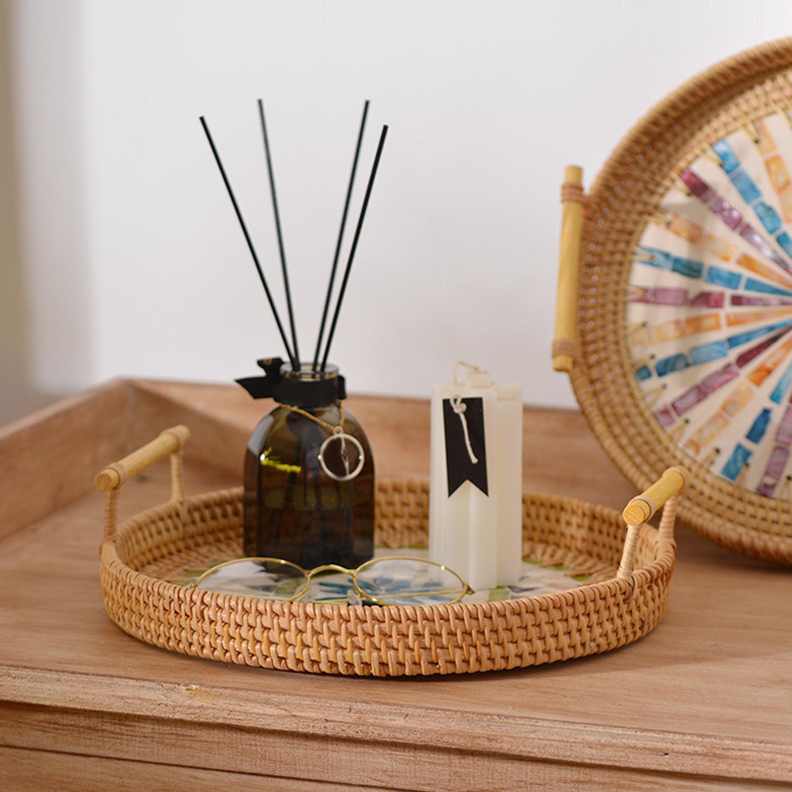 다용도 원형 직조 트레이(음식 보관 손잡이 포함) - Rattan Tray Handle 리뷰 및 가격