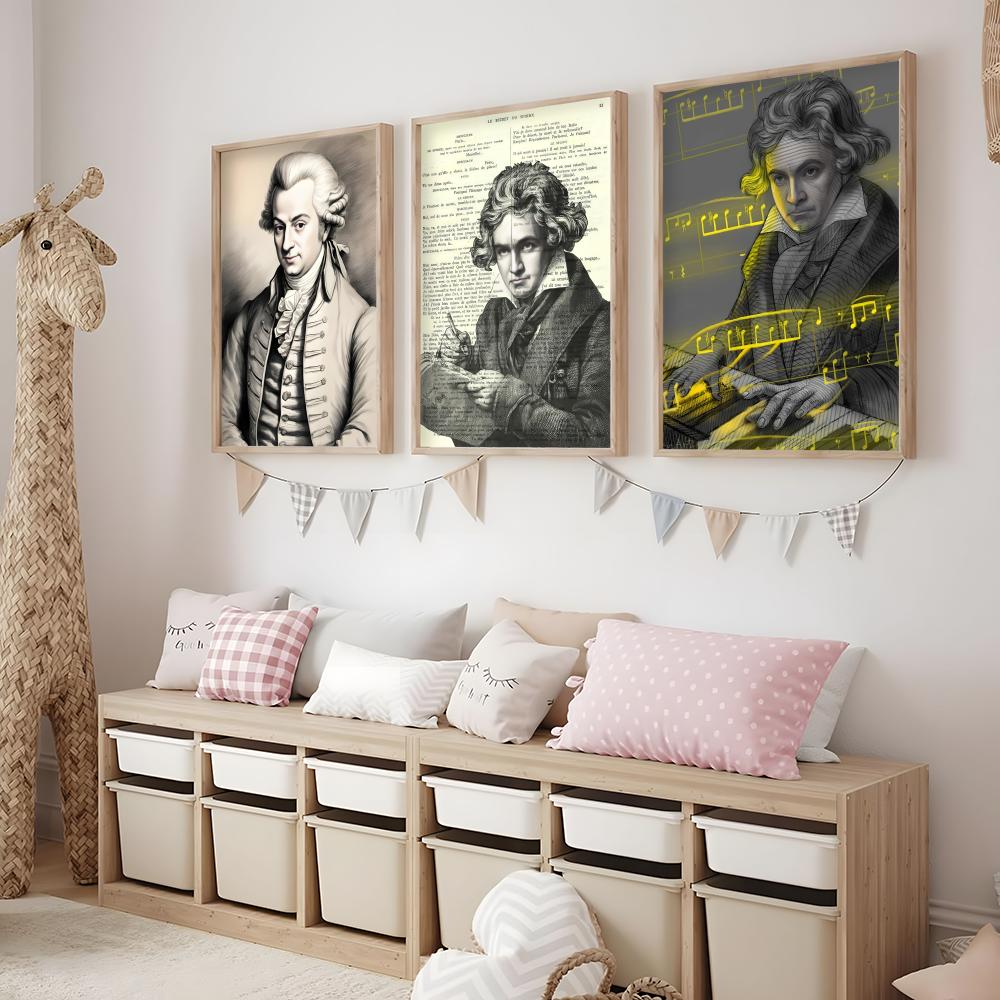 클래식 음악 M-모차르트 포스터 미니멀리스트 스타일의  - Interior Design With Wallpaper 리뷰 및 가격