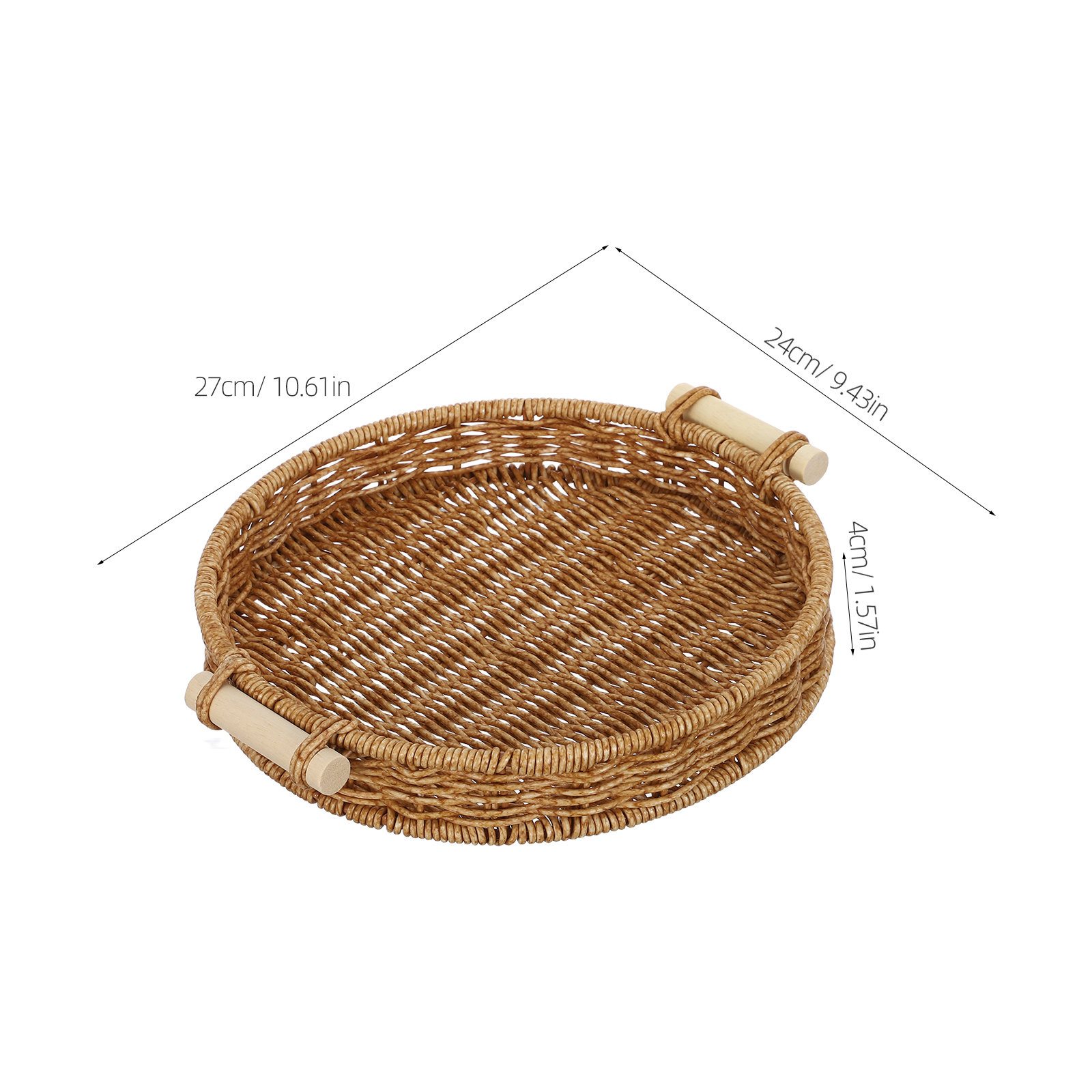 모조 라탄 빵 바구니 27cm 원형 엮은 스낵 서빙 트 - Rattan Tray Handle 리뷰 및 가격