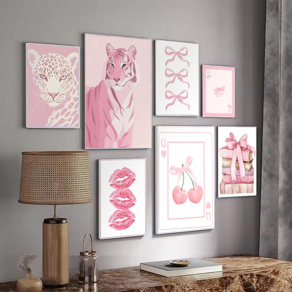 핑크 패턴 장식 포스터 미니멀리스트 스타일의 간편하게  - Interior Design With Wallpaper 리뷰 및 가격