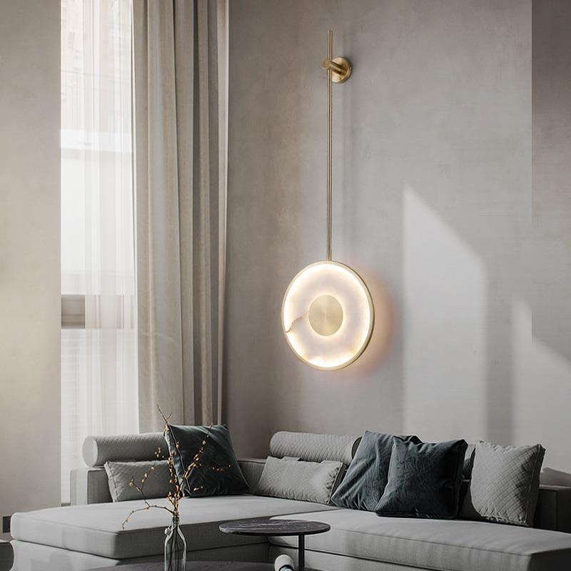 중국 디자이너 라운드 자연석 대리석 LED 벽 조명 현 - Interior Design Remote 리뷰 및 가격