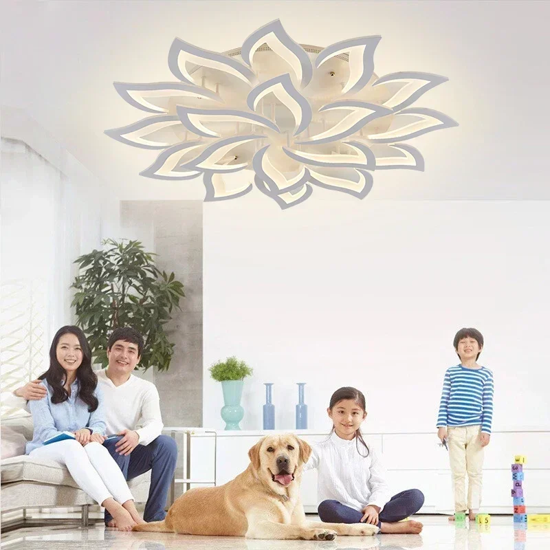 디자이너 LED 꽃잎 샹들리에, 거실 침실 주방 모던  - Interior Design Remote 리뷰 및 가격