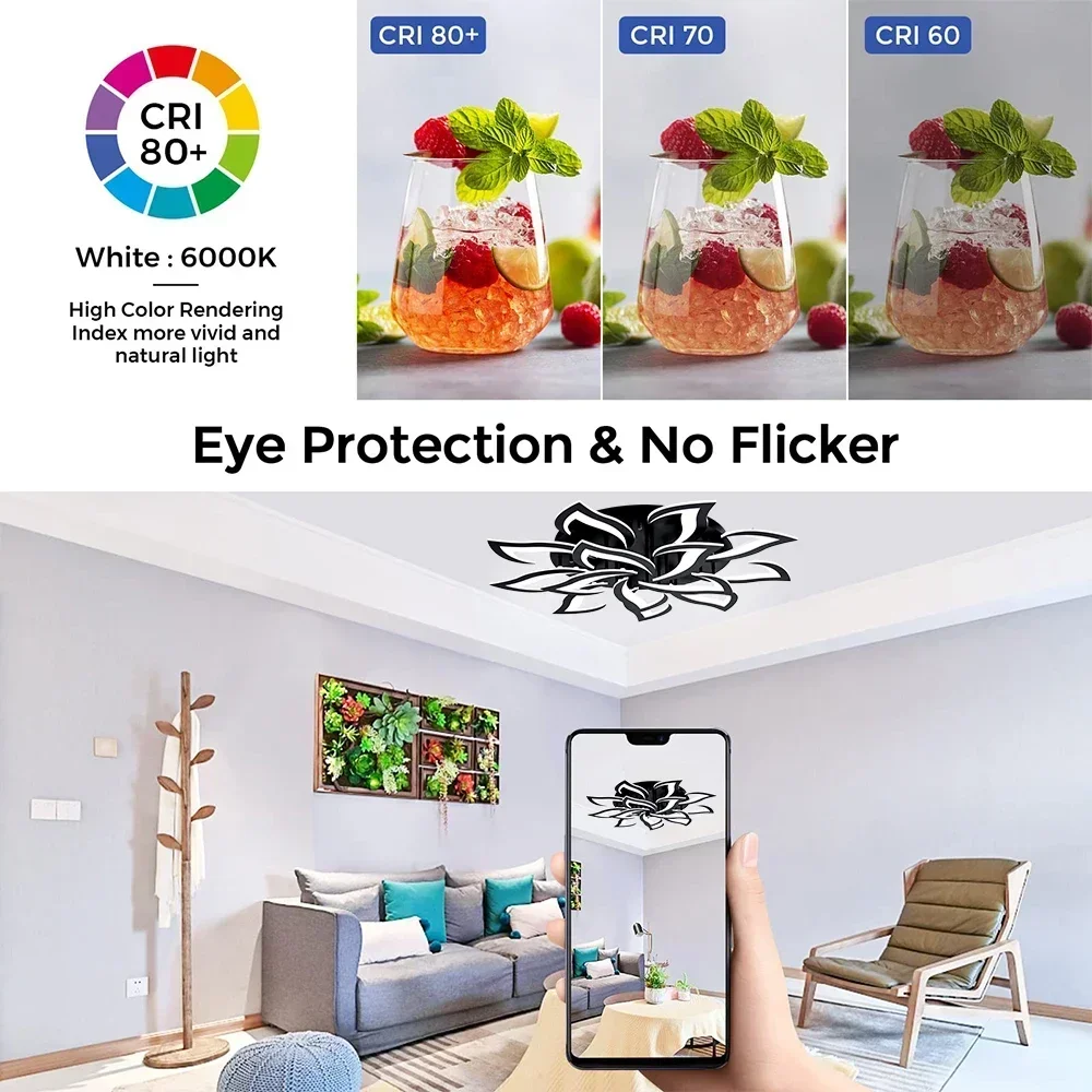 디자이너 LED 꽃잎 샹들리에, 거실 침실 주방 모던  - Interior Design Remote 리뷰 및 가격