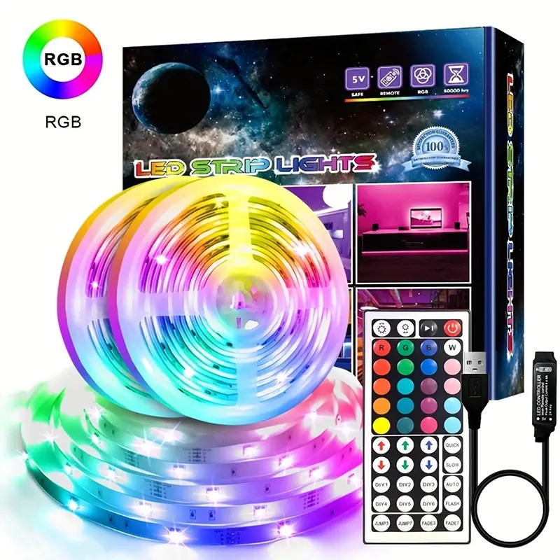 1-20M RGB LED 조명 스트립, 44키 리모컨  - Interior Design Tv Room 리뷰 및 가격
