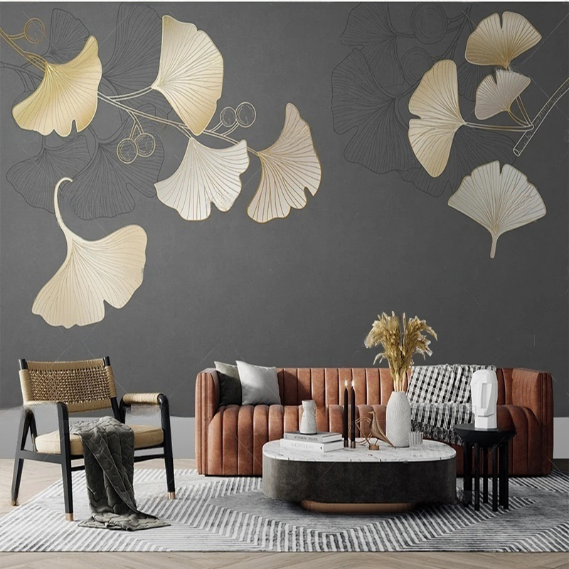 맞춤형 북유럽 스타일 나뭇잎 프린트 벽화 거실 및 침실 - Interior Design With Wallpaper 리뷰 및 가격