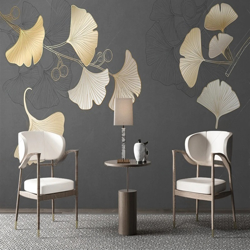 맞춤형 북유럽 스타일 나뭇잎 프린트 벽화 거실 및 침실 - Interior Design With Wallpaper 리뷰 및 가격