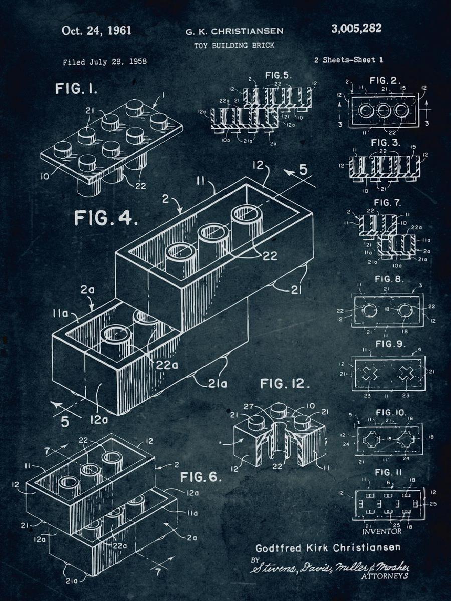 빈티지 장난감 건물 벽돌 청사진 포스터, 레트로 인테리 - Interior Design Build 리뷰 및 가격