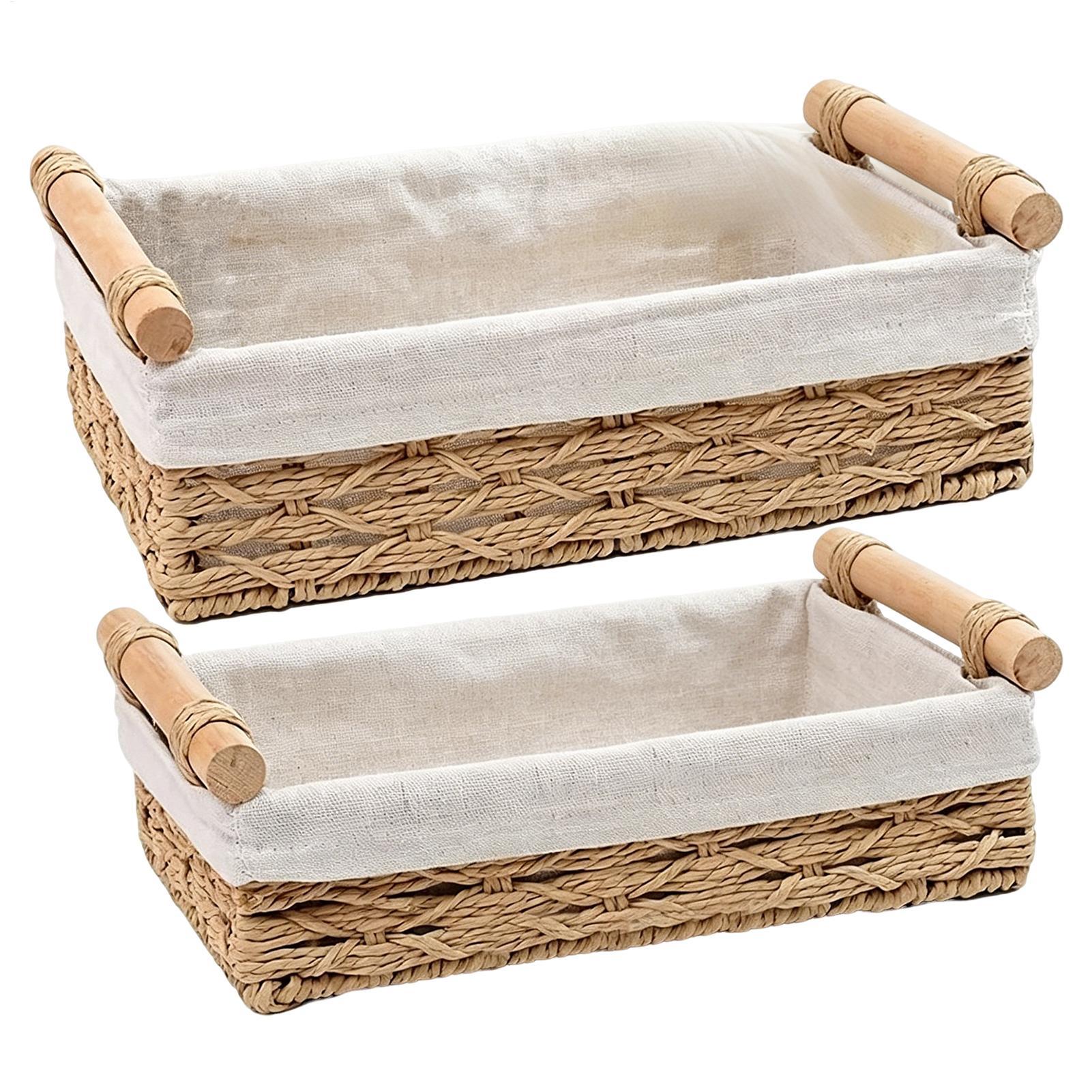손잡이와 라이너가 있는 수납 바구니, 데스크탑 리모컨  - Rattan Tray Handle 리뷰 및 가격