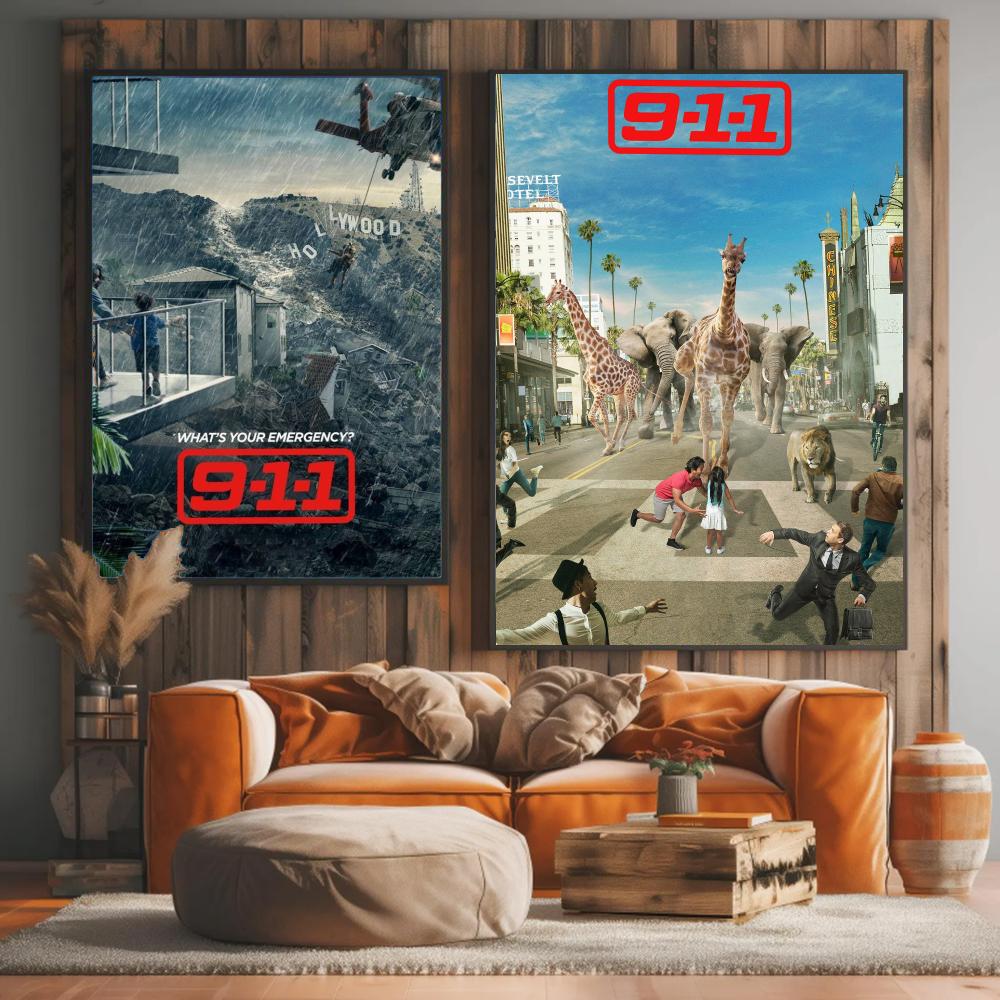 TV 시리즈 9-9-1-1-1 그림 서예 우아한 식물  - Interior Design Tv Room 리뷰 및 가격