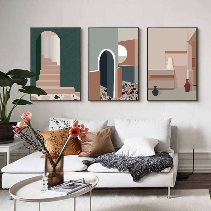 레트로 모란디 빌딩 캔버스 아트 애니메이션 포스터, 추 - Interior Design Build 리뷰 및 가격
