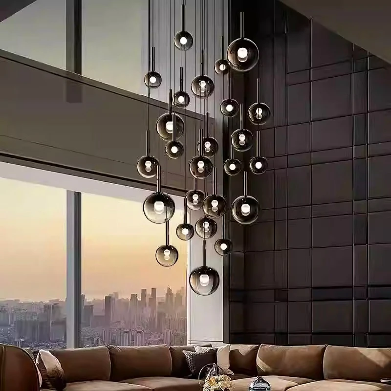 미니멀리즘 디자인 블랙 탁구 유리 샹들리에 광택 하드웨 - Interior Design Remote 리뷰 및 가격